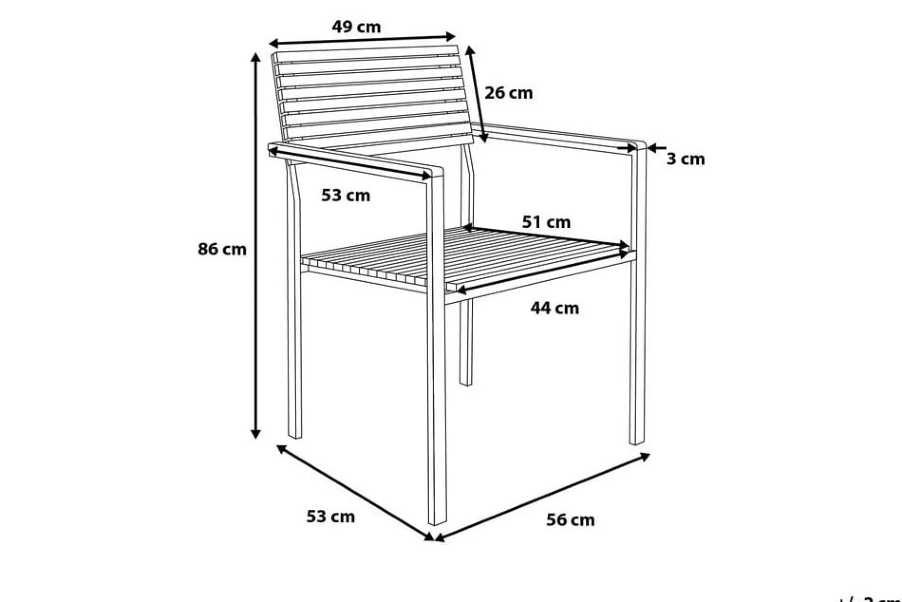 Viareggio Trädgårdsstol 6 St 53 cm