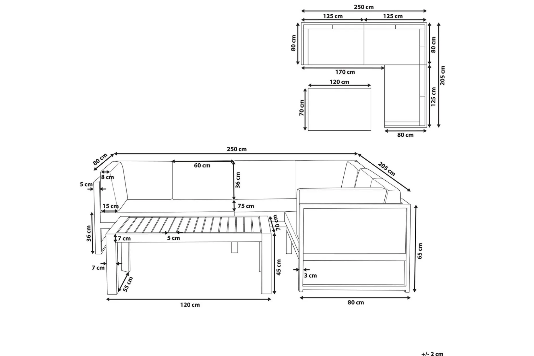 Vinci Loungegrupp Utomhus 120 cm
