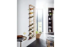 Vinställ Wohnling väggmonterad, plats för 8 flaskor, pulverlackerad metall, industriell loftstil Guld
