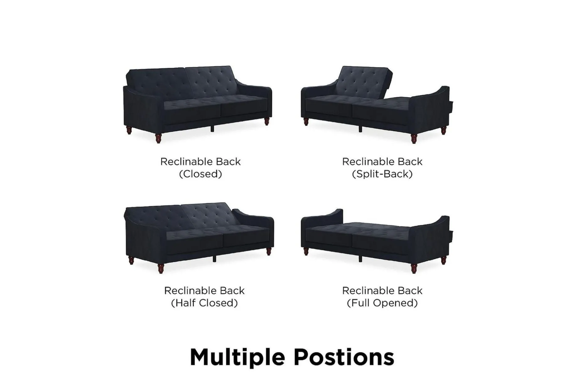 Vintage Tufted 2-sits Bäddsoffa Marinblå