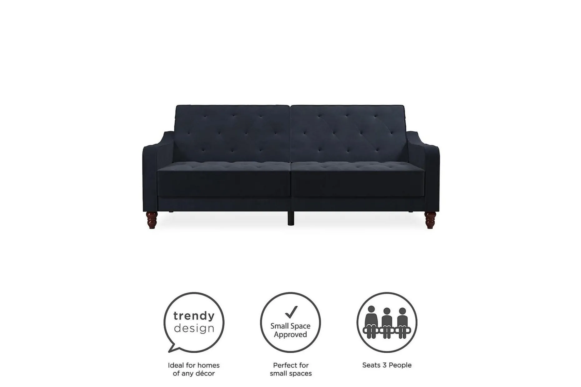 Vintage Tufted 2-sits Bäddsoffa Marinblå