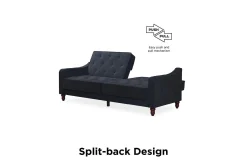 Vintage Tufted 2-sits Bäddsoffa Marinblå