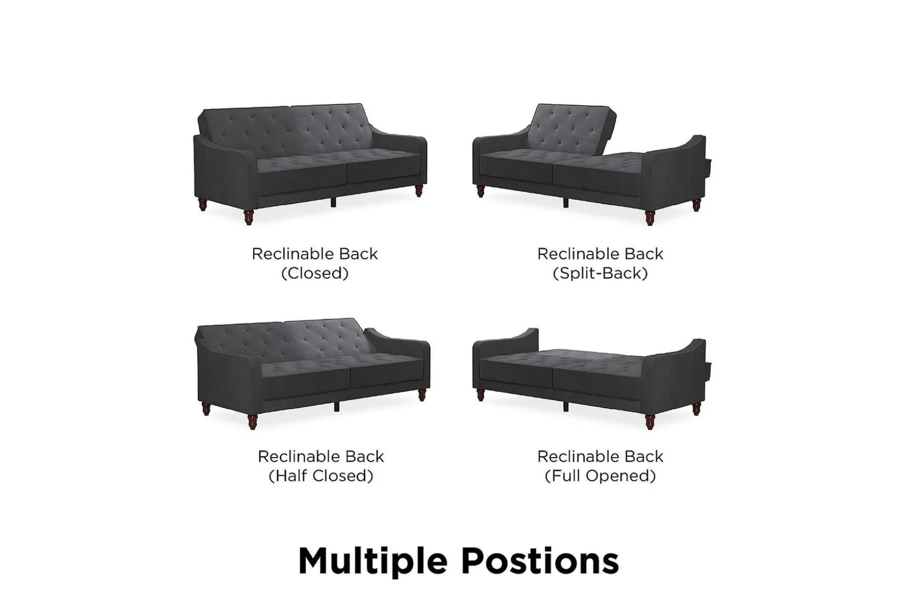 Vintage Tufted 2-sits Bäddsoffa Grå