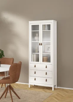 Vitrinskåp Madrid med 2 glasdörrar 3 lådor 78x199 cm