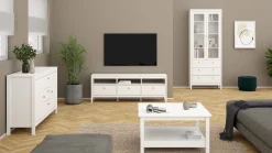 Vitrinskåp Madrid med 2 glasdörrar 3 lådor 78x199 cm