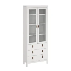 Vitrinskåp Madrid med 2 glasdörrar 3 lådor 78x199 cm