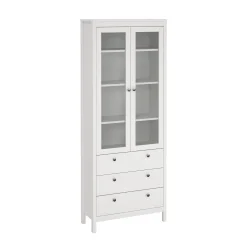 Vitrinskåp Madrid med 2 glasdörrar 3 lådor 78x199 cm