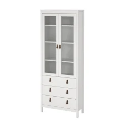 Vitrinskåp Madrid med 2 glasdörrar 3 lådor 78x199 cm