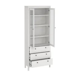 Vitrinskåp Madrid med 2 glasdörrar 3 lådor 78x199 cm