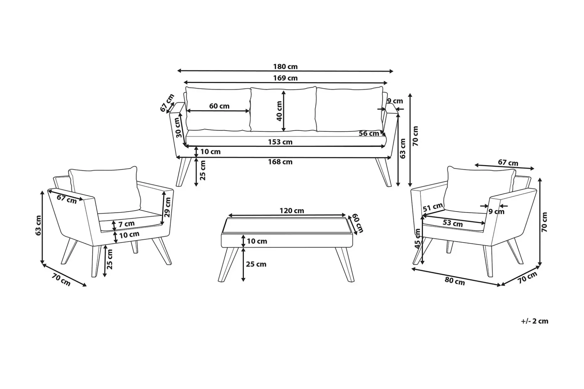 Vittoria xl Loungegrupp Utomhus 120 cm