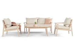 Wagnera Liten Soffgrupp utomhus - 2-sits soffa med 2 fåtöljer och soffbord i trä akacia