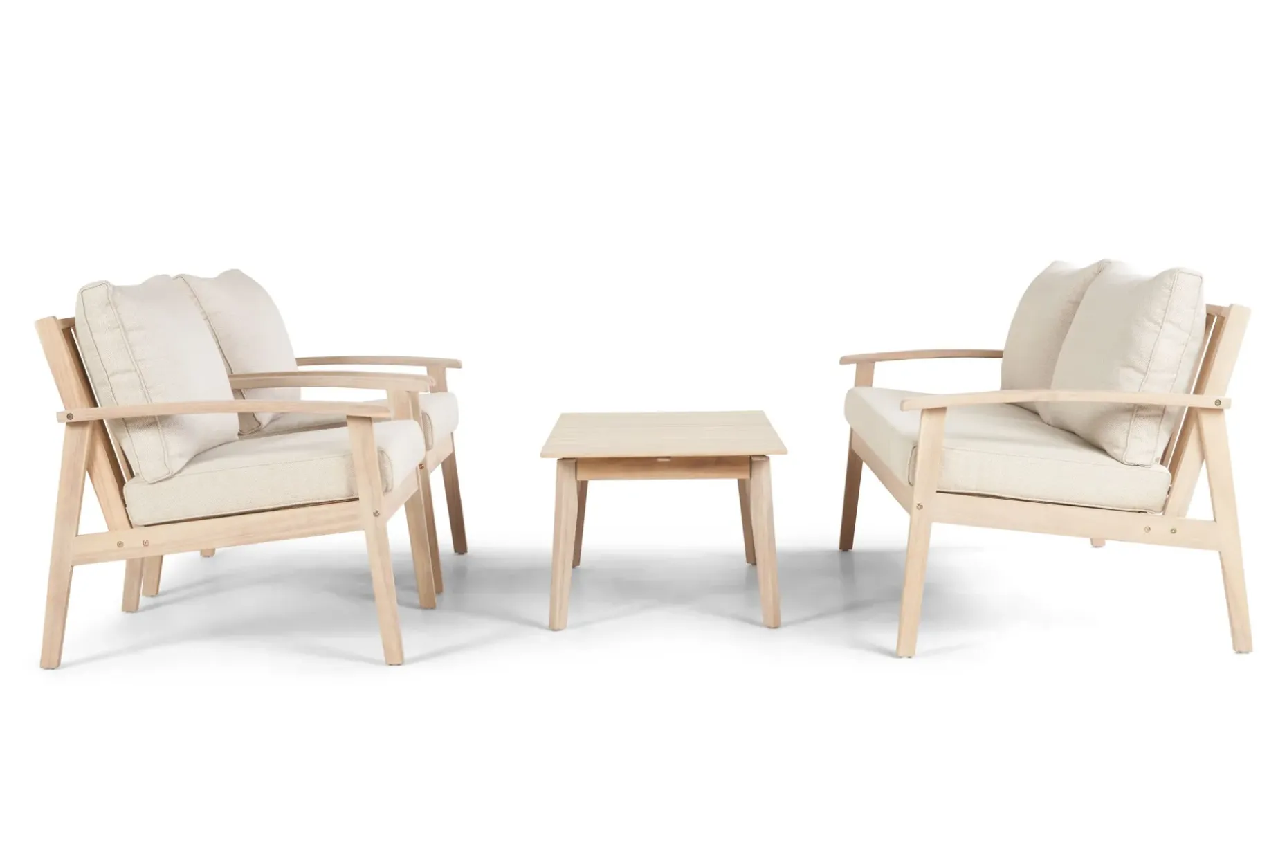 Wagnera Liten Soffgrupp utomhus - 2-sits soffa med 2 fåtöljer och soffbord i trä akacia