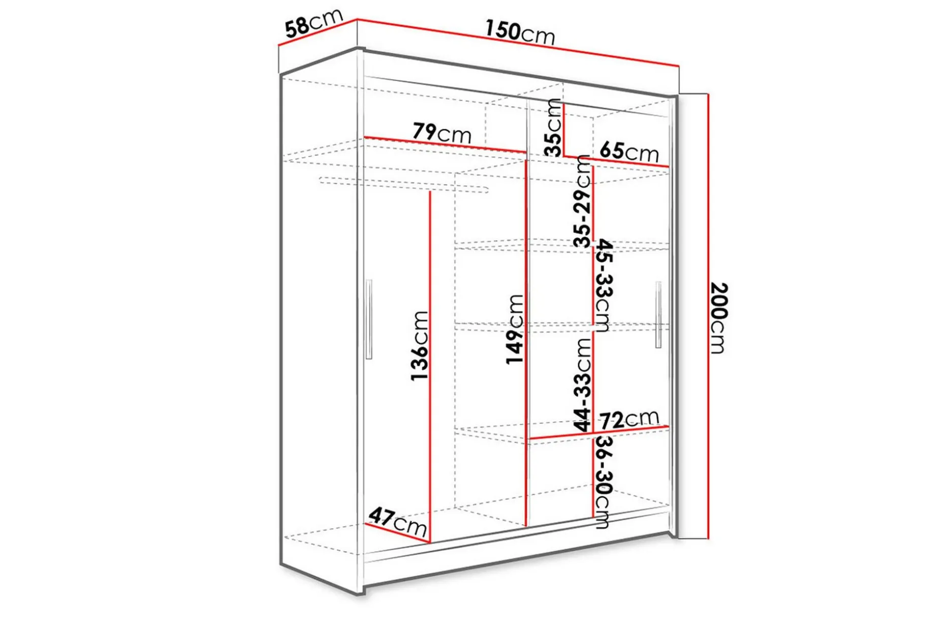 Westa Garderob 150x58x200 cm
