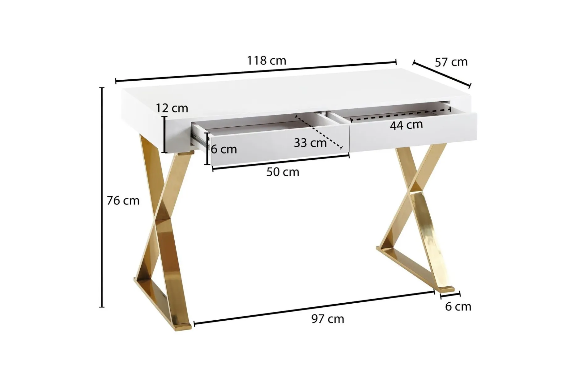 Willowdale Skrivbord 118 cm med Förvaring 2 Lådor