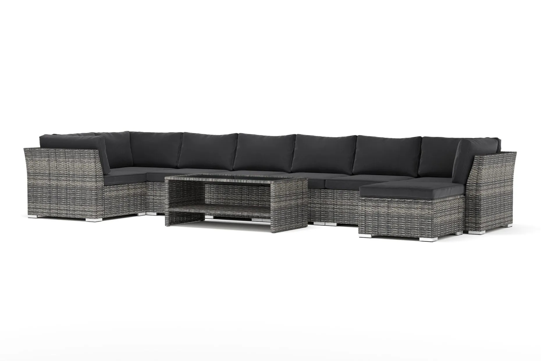 Wisconsin utomhus U-soffa 8-sits med vändbar divan