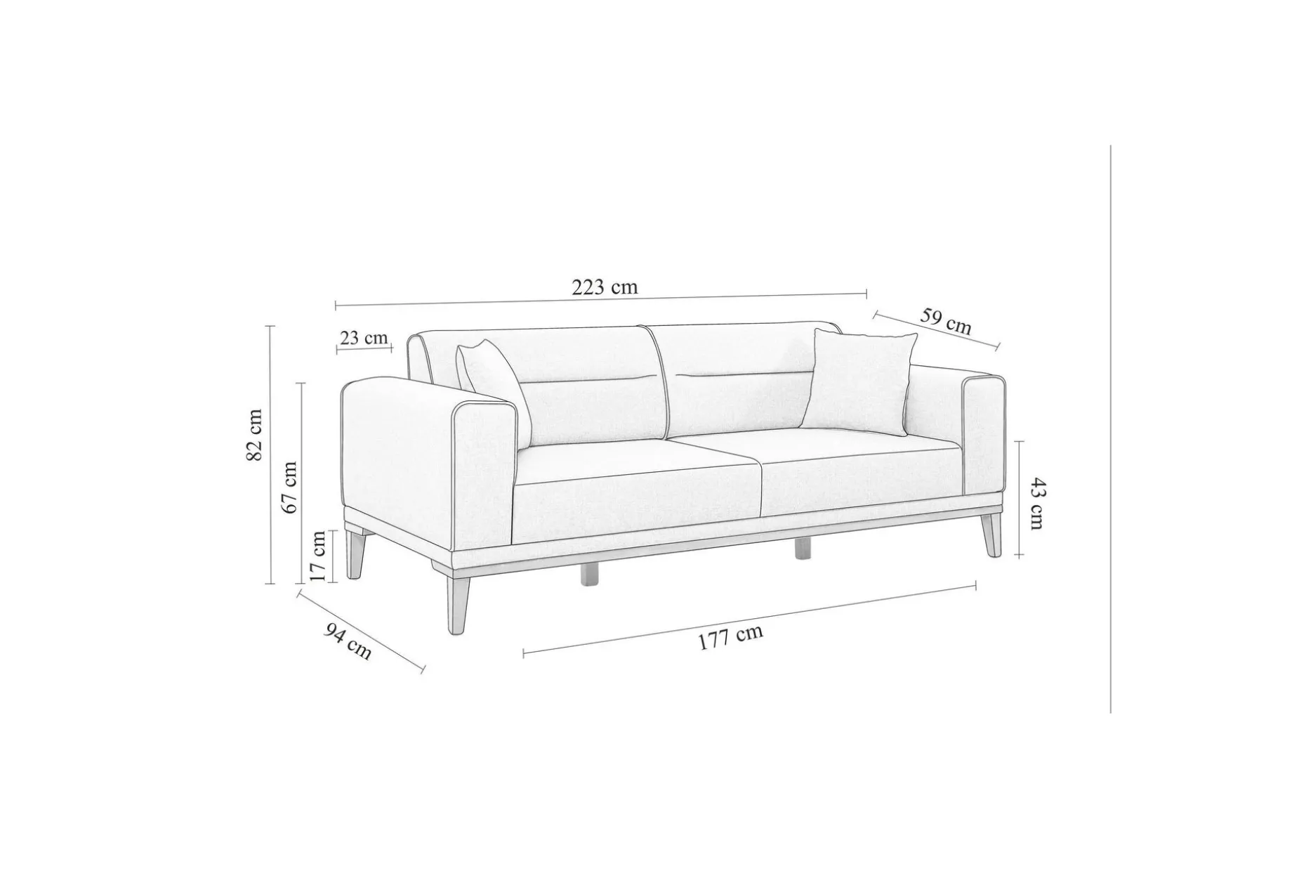 Wyong Bäddsoffa 3-sits 223x94 cm
