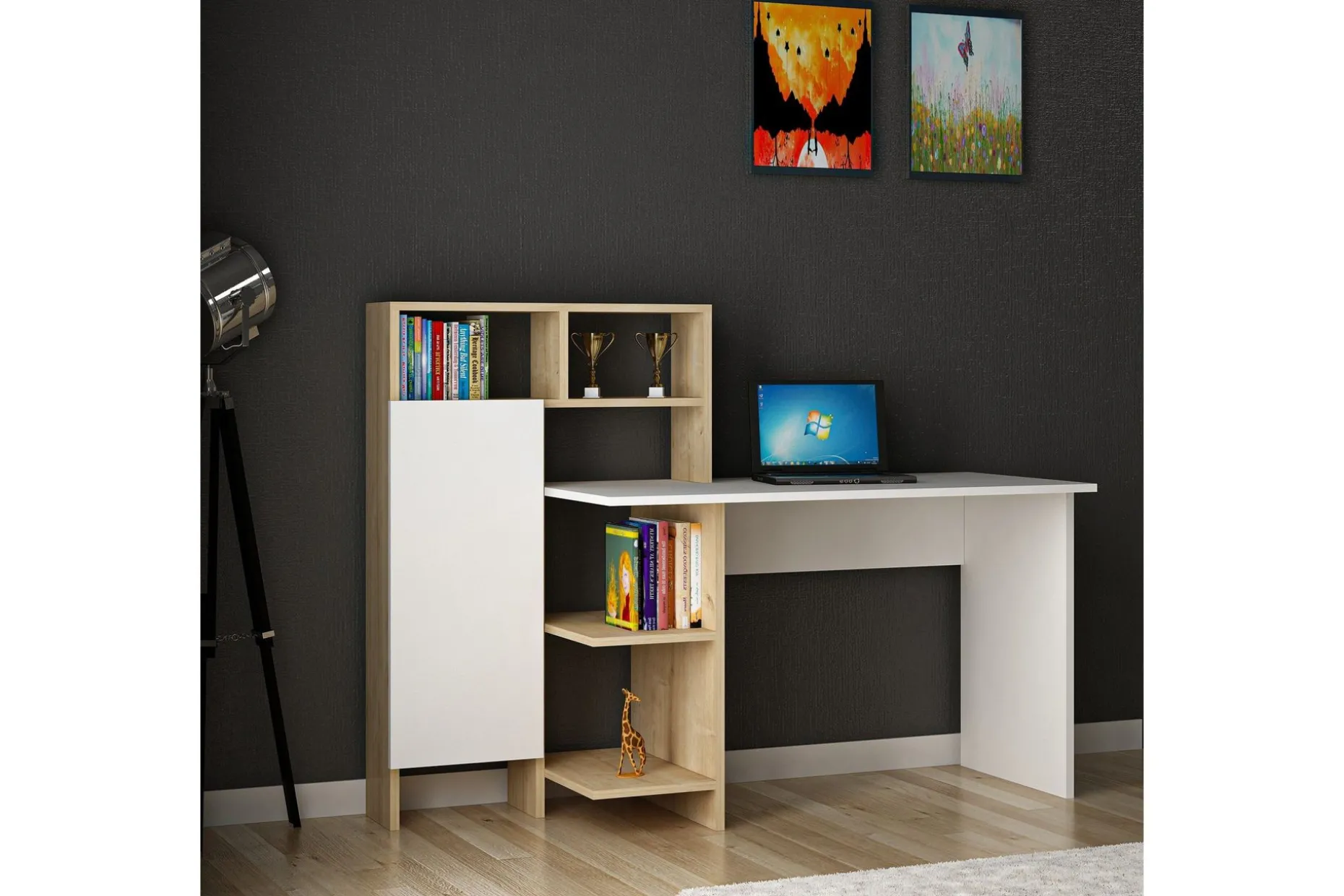 Zeko Skrivbord 120 cm med Förvaring Hylla
